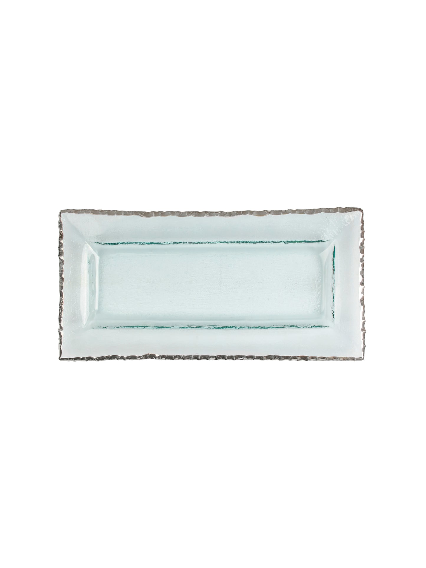 Platinum Trimmed Glass Rectangular Tray Weston Table
