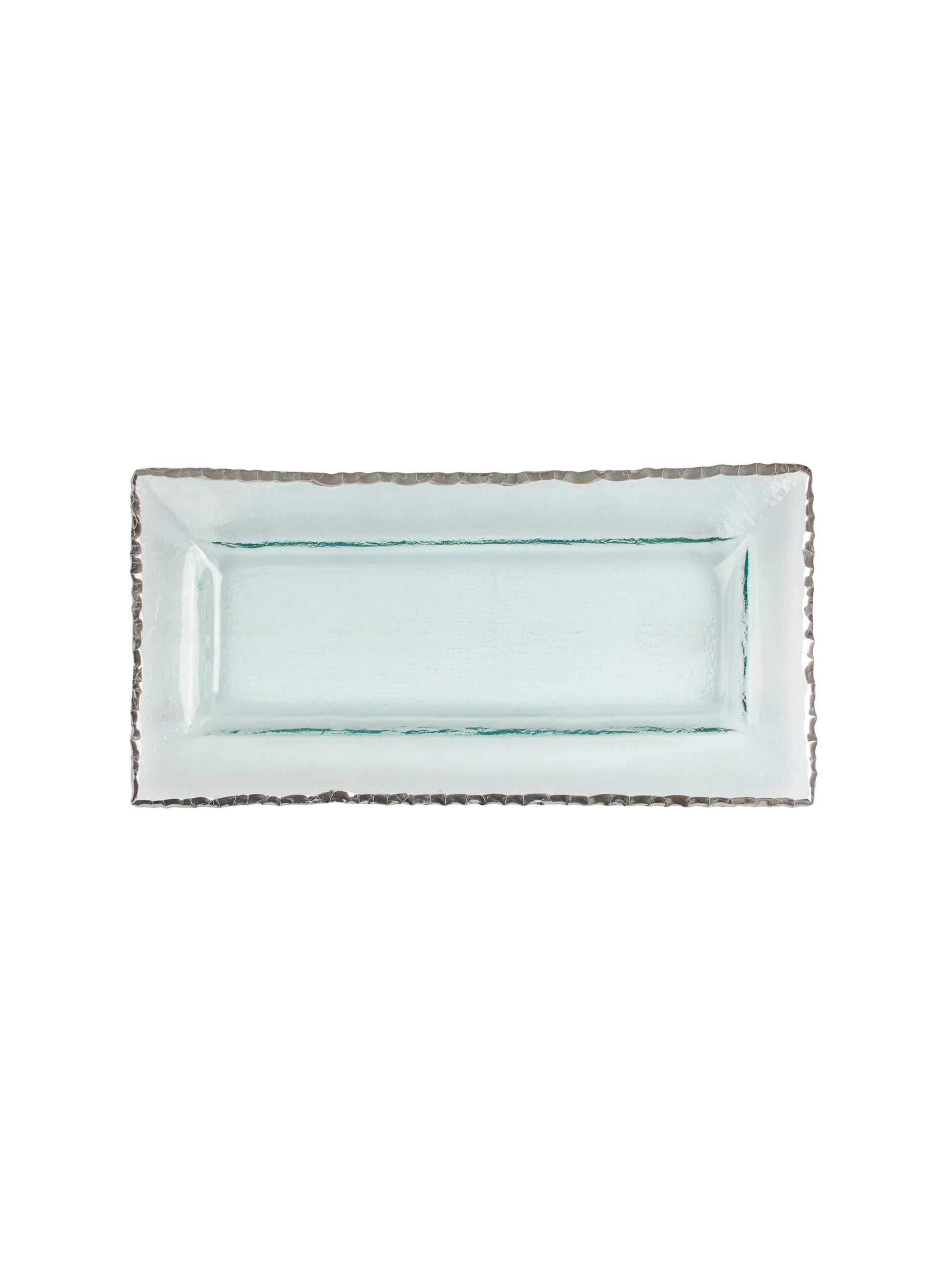 Platinum Trimmed Glass Rectangular Tray Weston Table
