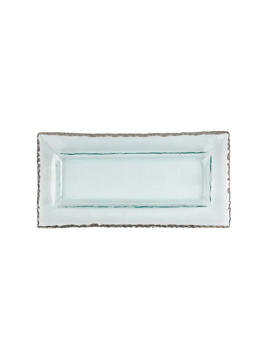Platinum Trimmed Glass Rectangular Tray Weston Table