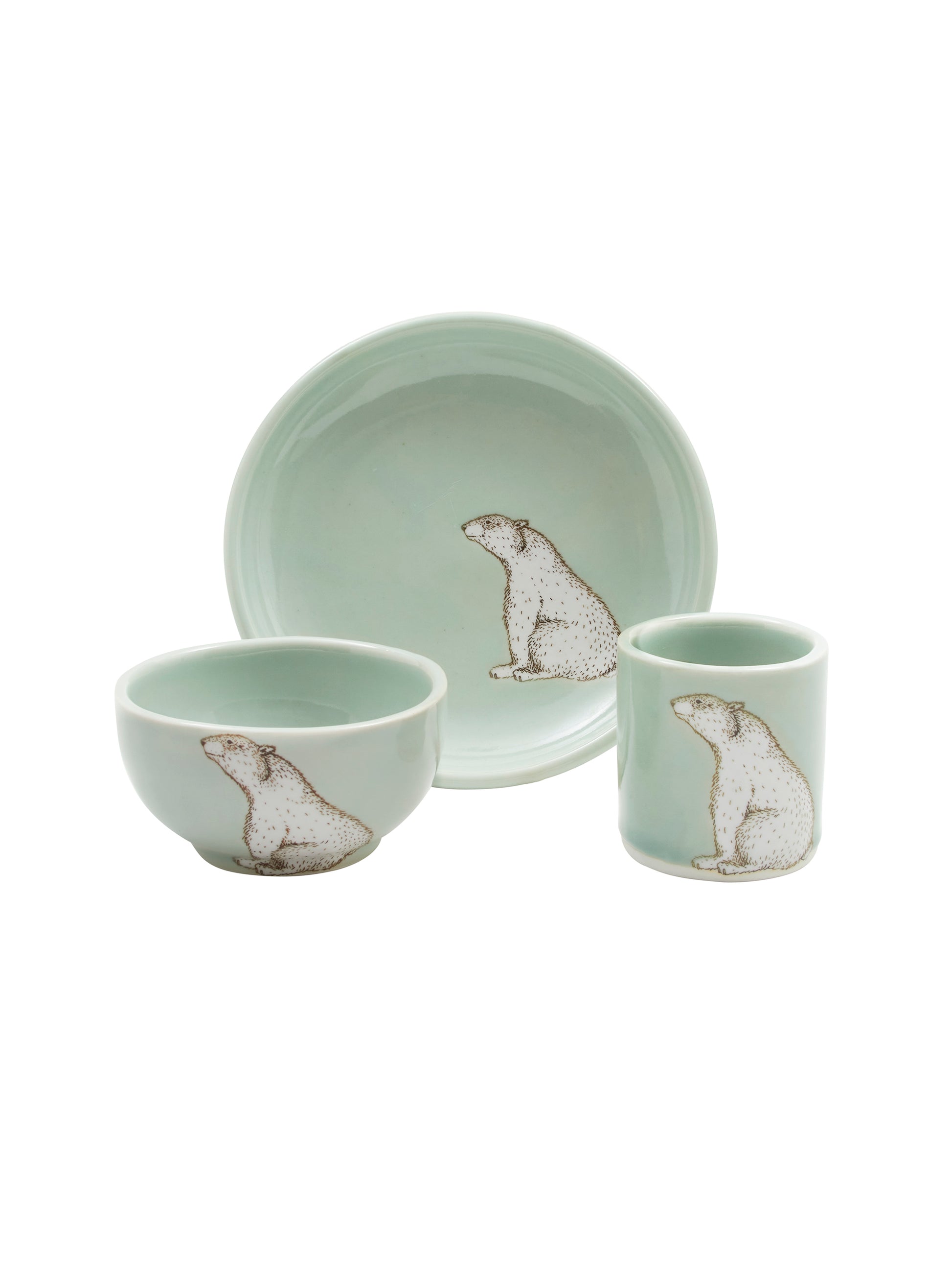 Polar Bear Ceramic Dish Set Celadon Weston Table