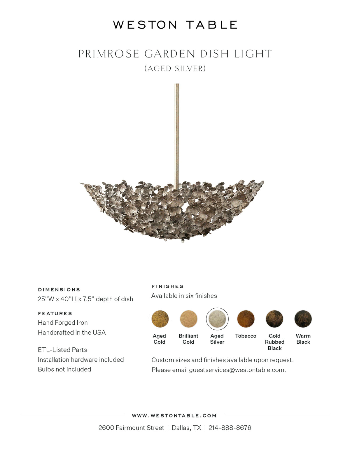 Primrose Garden Dish Light Aged Silver Weston Table