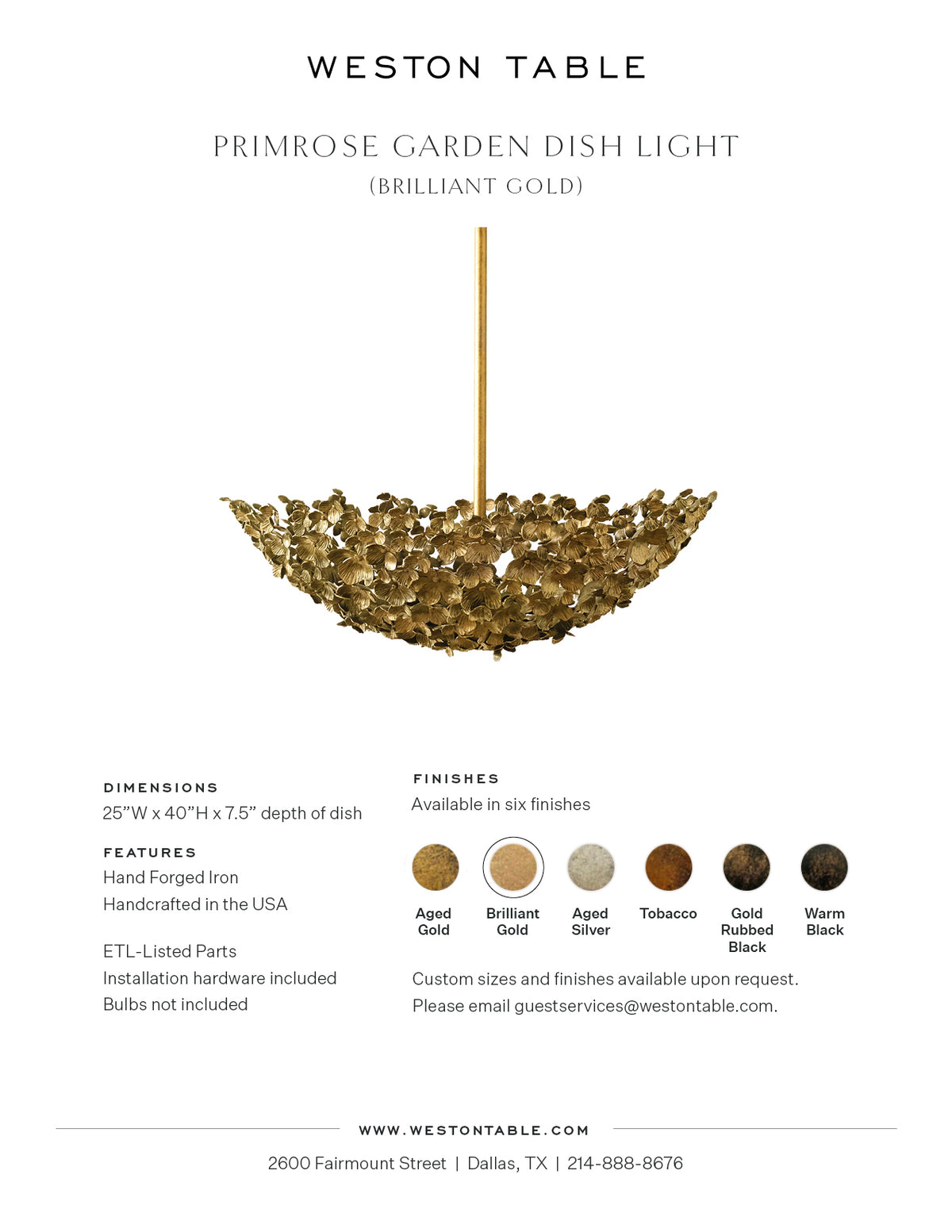 Primrose Garden Dish Light Brilliant Gold Weston Table