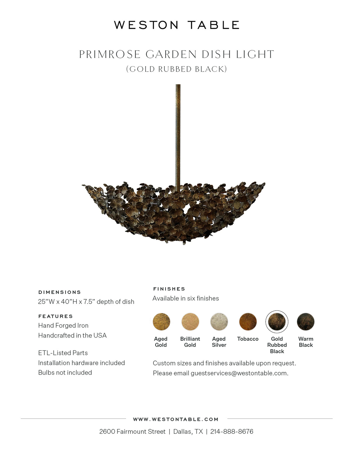 Primrose Garden Dish Light Gold Rubbed Black Weston Table
