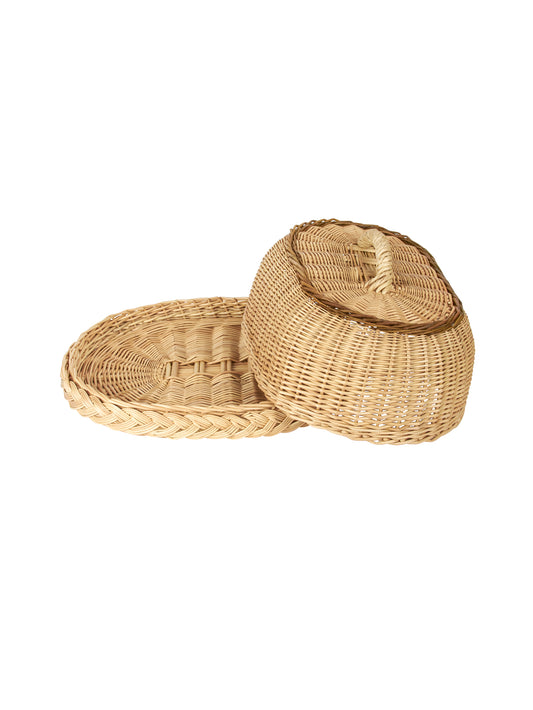Purple Willow Hand Braided Covered Oval Serving Basket Weston Table
