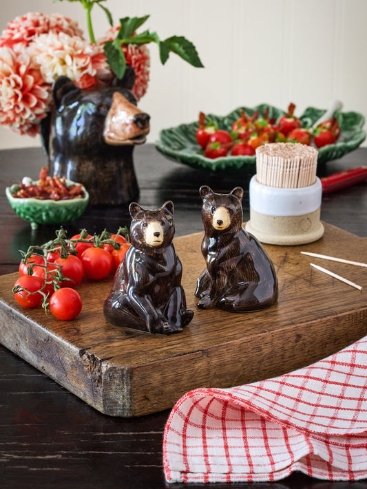 Quail Ceramics Black Bear Salt & Pepper Shakers Weston Table