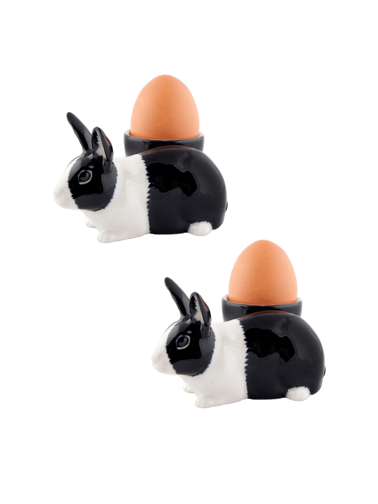 Quail Ceramics Black and White Dutch Rabbit Egg Cups Weston Table