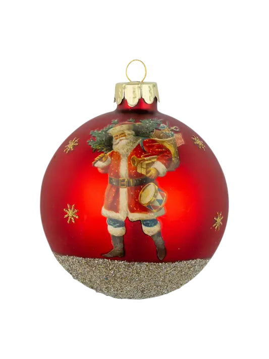 Red Glass Santa Ornament Weston Table
