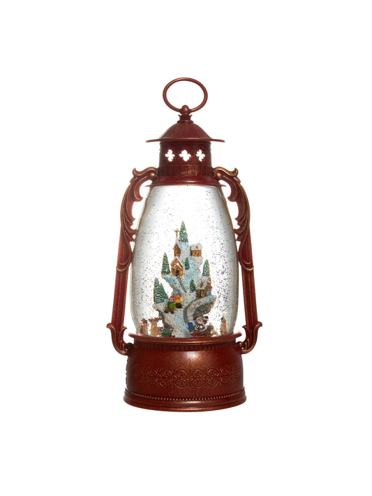 Red Lantern with Village and Sleigh Weston Table