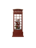 Red London Phone Booth with Santa Snow Globe Lantern Weston Table