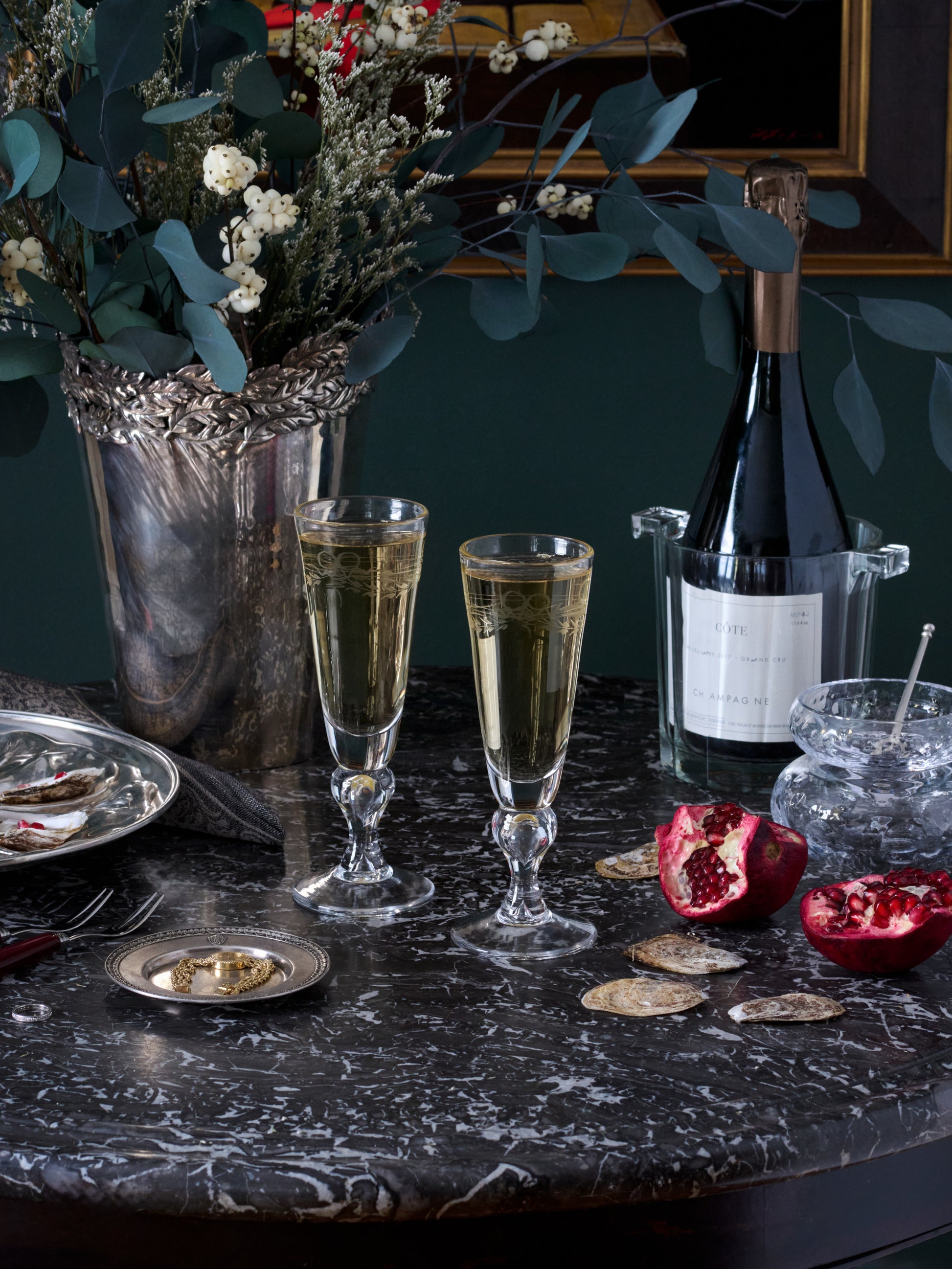 Reijmyre Antique Engraved Champagne Glass Weston Table