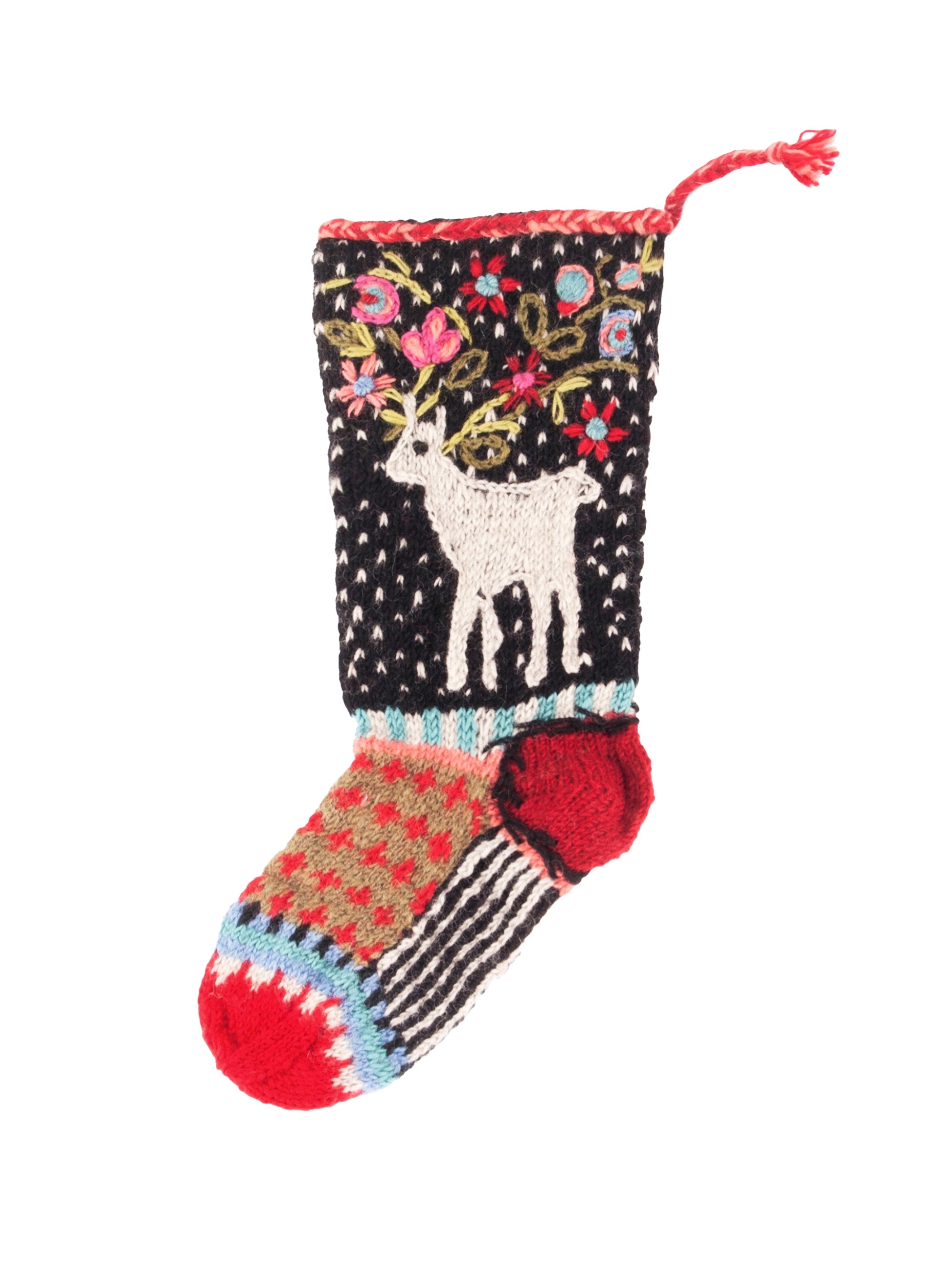 Reindeer Wool Knit Christmas Stocking Weston Table