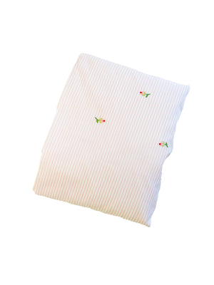  Rosebud Embroidered Pink Stripe Crib Sheet Weston Table 