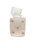 Rosebud Embroidered Pink Stripe Tissue Box Cover Weston Table