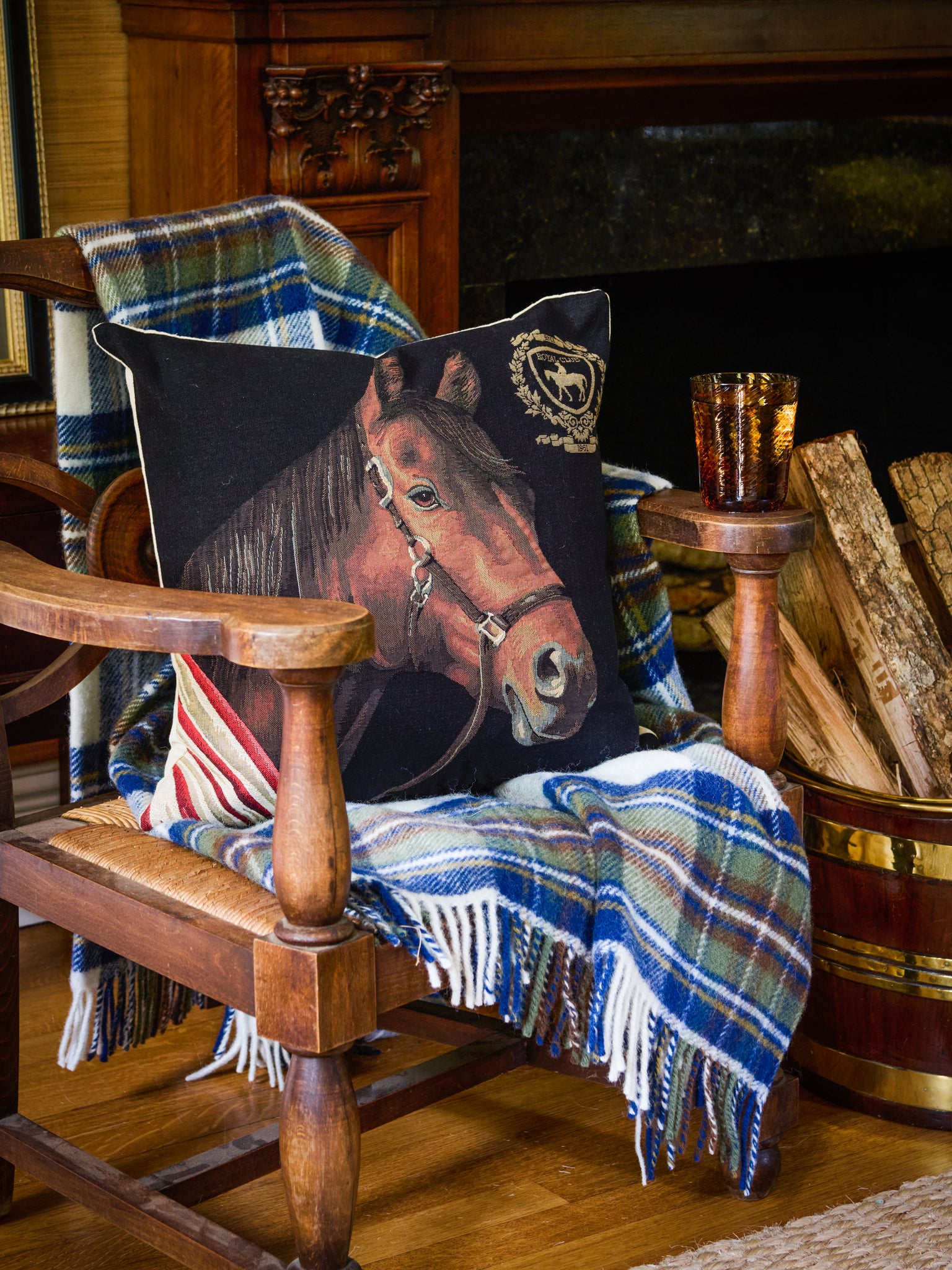 Royal Club Horse Jacquard Pillow Weston Table