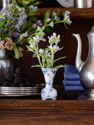  Vintage Royal Copenhagen Blue Fluted Full Lace Miniature Bud Vase Weston Table 