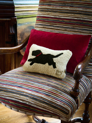  Running Black Lab Hooked Wool Pillow Weston Table 