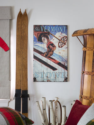  Rustic Ski Vermont Wood Screened Sign Weston Table 