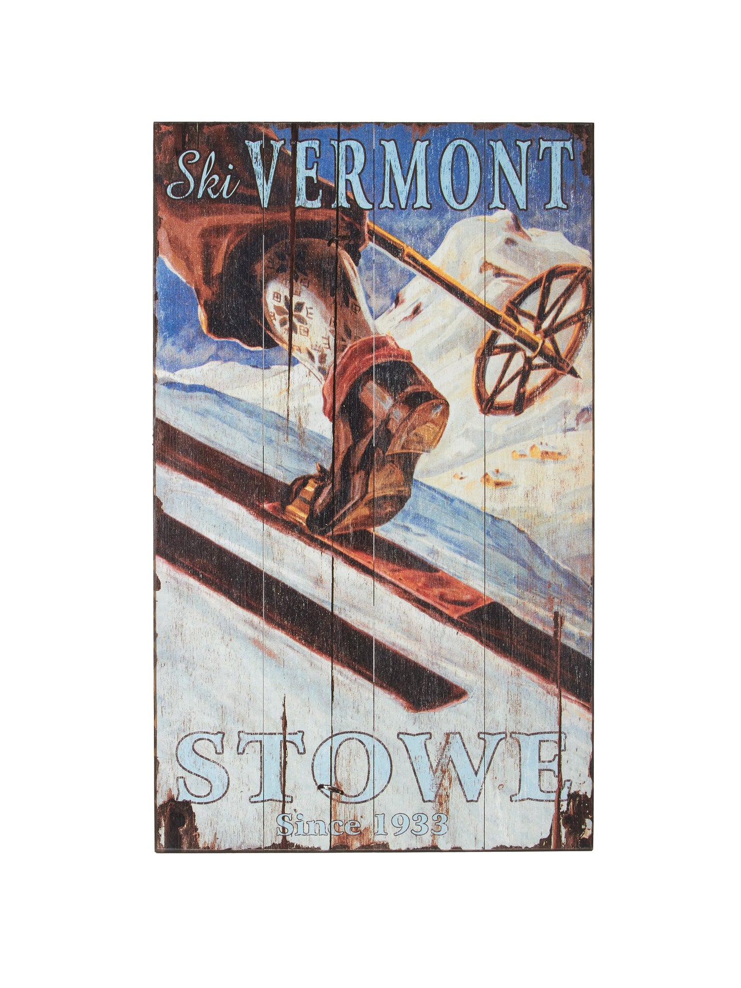 Rustic Ski Vermont Wood Screened Sign Weston Table