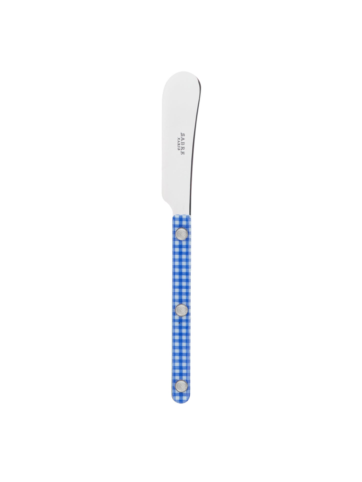 Sabre Paris Bistro Gingham Blue Butter Spreader Shiny Finish Weston Table