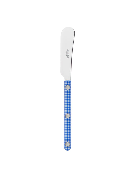 Sabre Paris Bistro Gingham Blue Butter Spreader Shiny Finish Weston Table