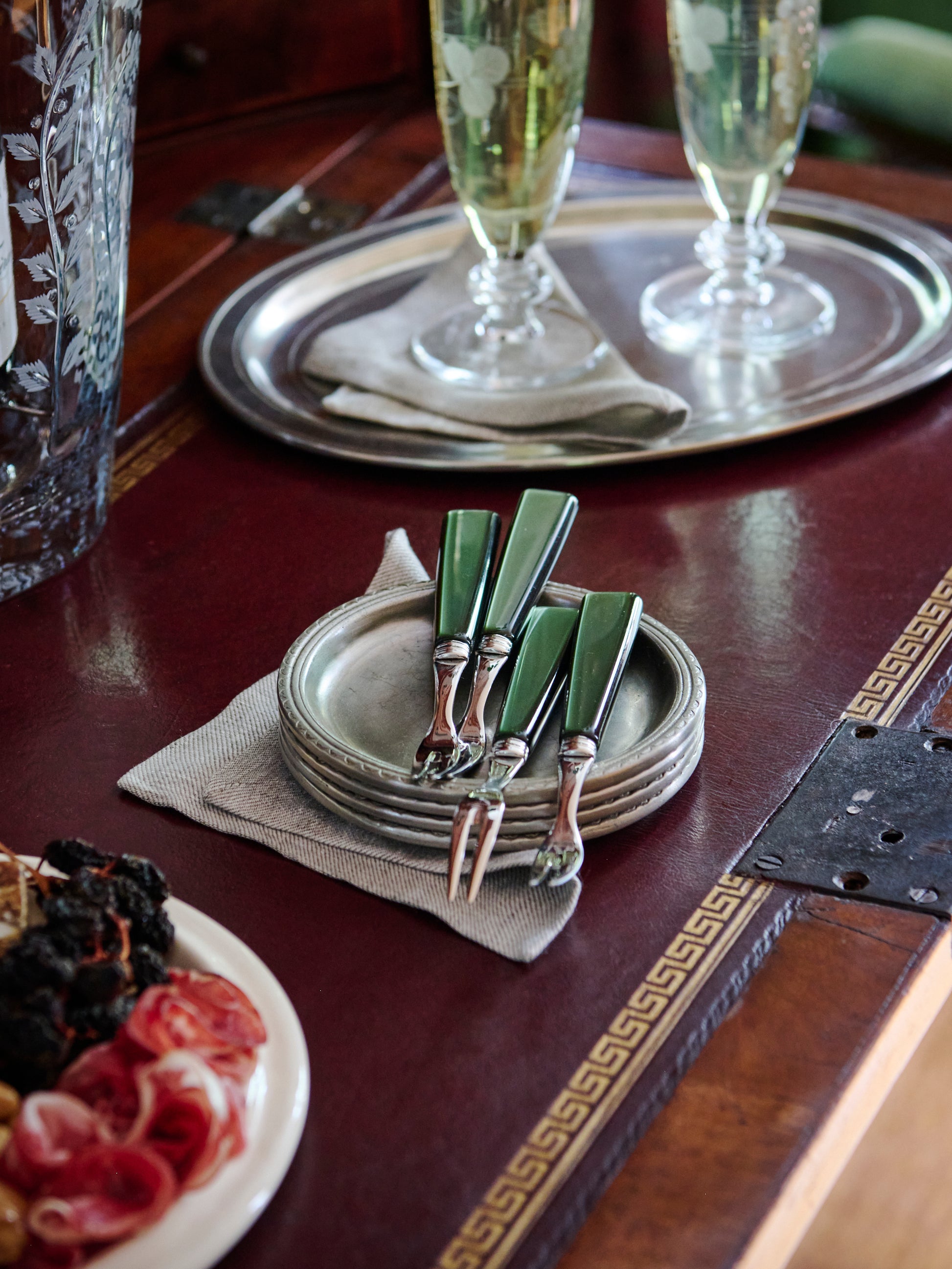 Sabre Paris Icone Dark Green Cocktail Forks Weston Table
