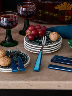  Sabre Paris Icone Marine Blue Cocktail Forks Weston Table 