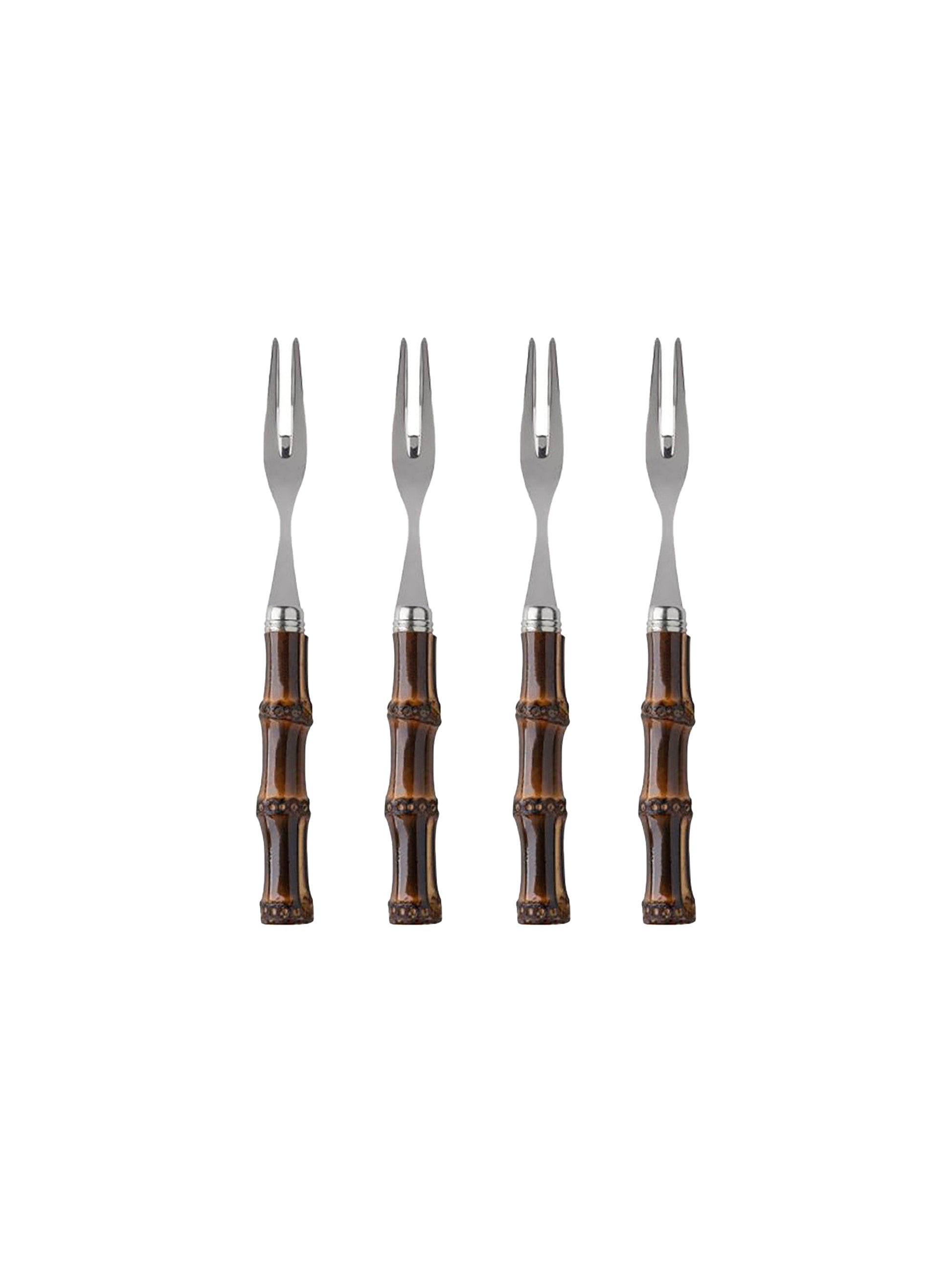 Sabre Paris Bamboo Dark Cocktail Forks Set of Four