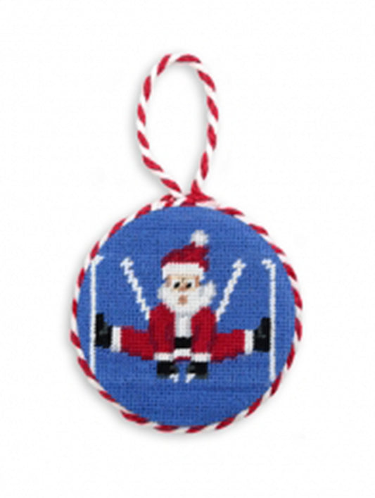 Smathers & Branson Skiing Santa Needlepoint Ornament Weston Table