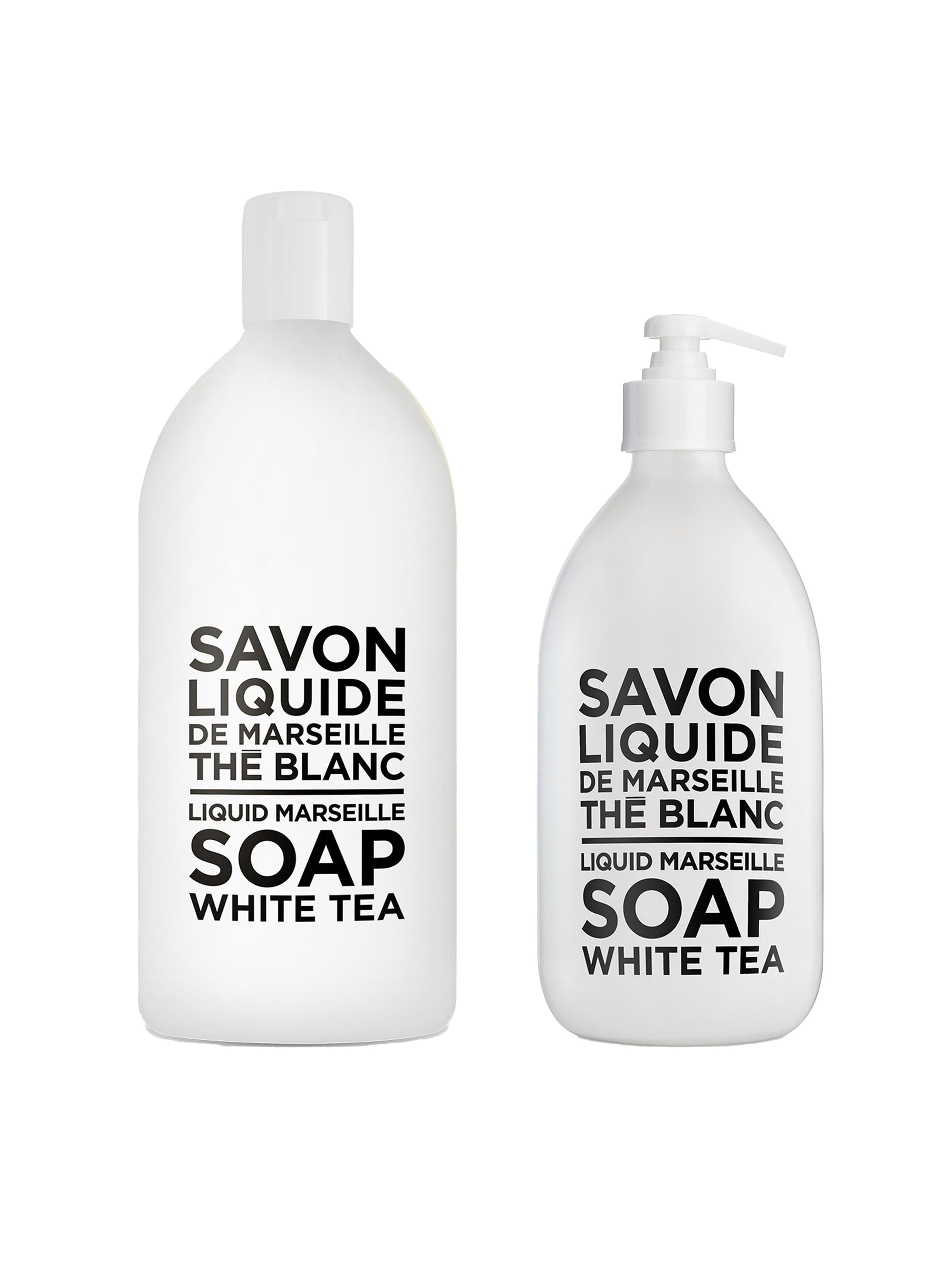 Savon de Marseille White Tea Liquid Soap and Hand Lotion Weston Table