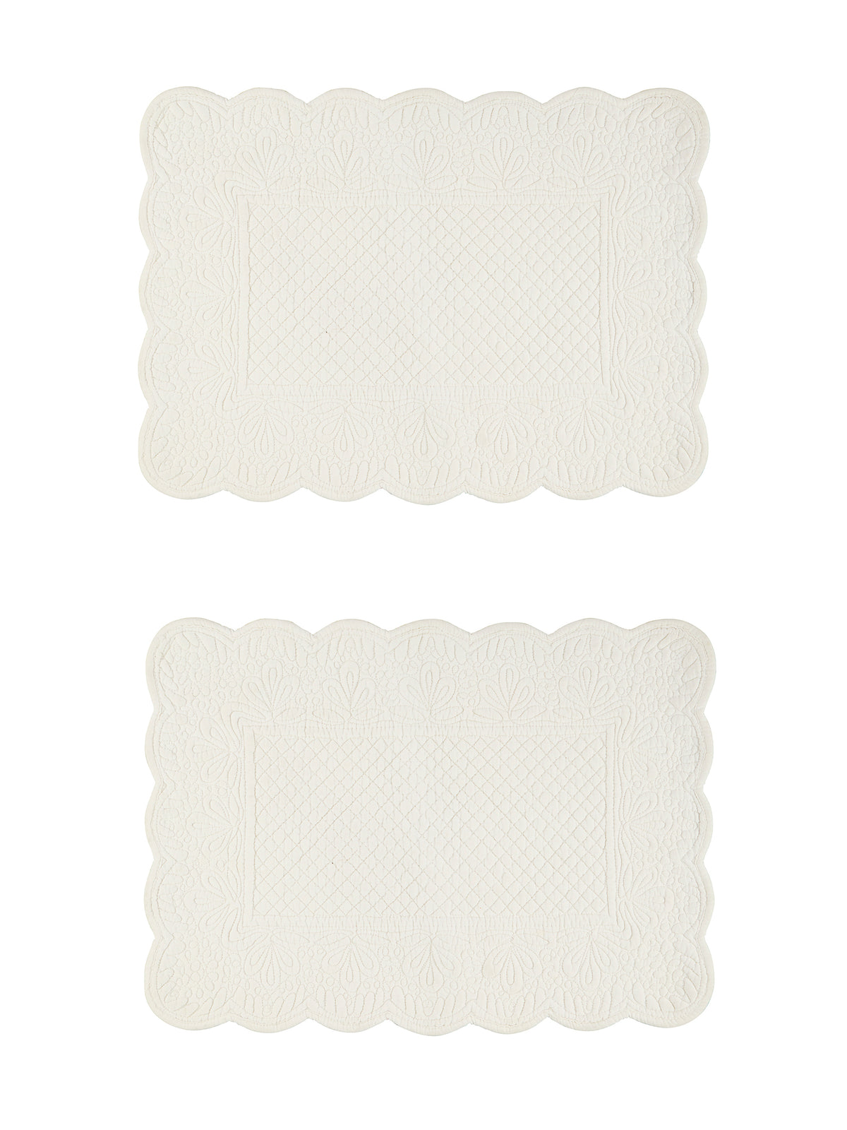 Scalloped Cream Placemats Set of Two Weston Table