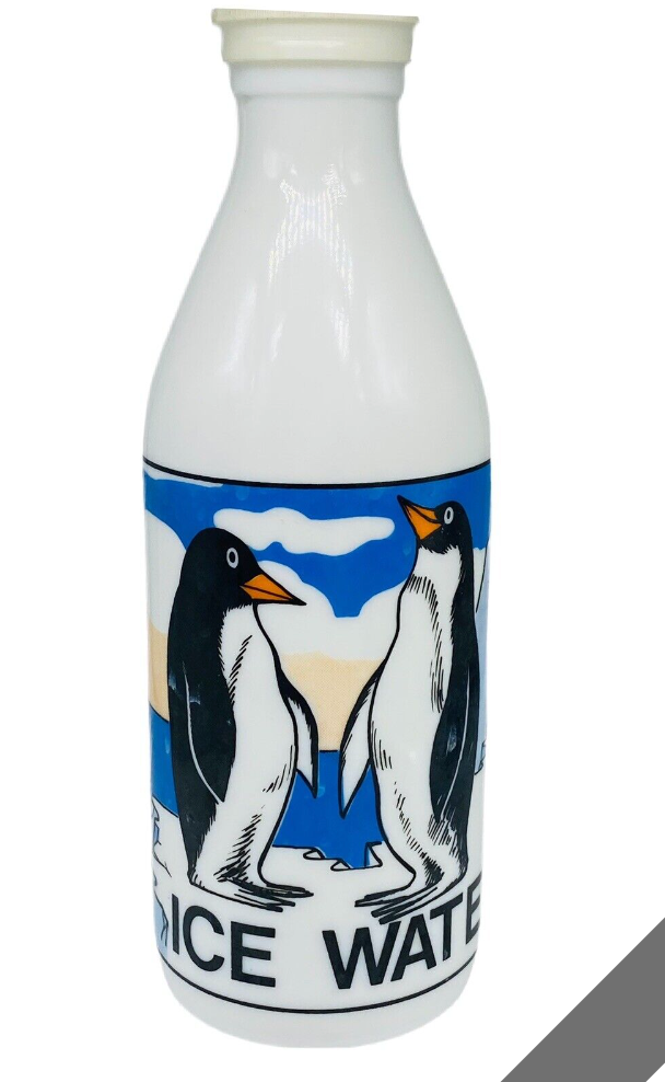 Vintage 1970s Milk Glass Penguin Water Bottle Weston Table