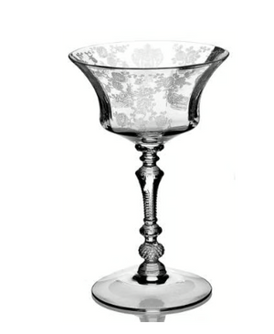  Vintage 1940s Rose Point Cambridge Etched Champagne Glasses 