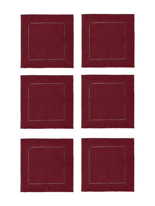 Sferra Festival Cocktail Napkins Merlot Set of Six Weston Table