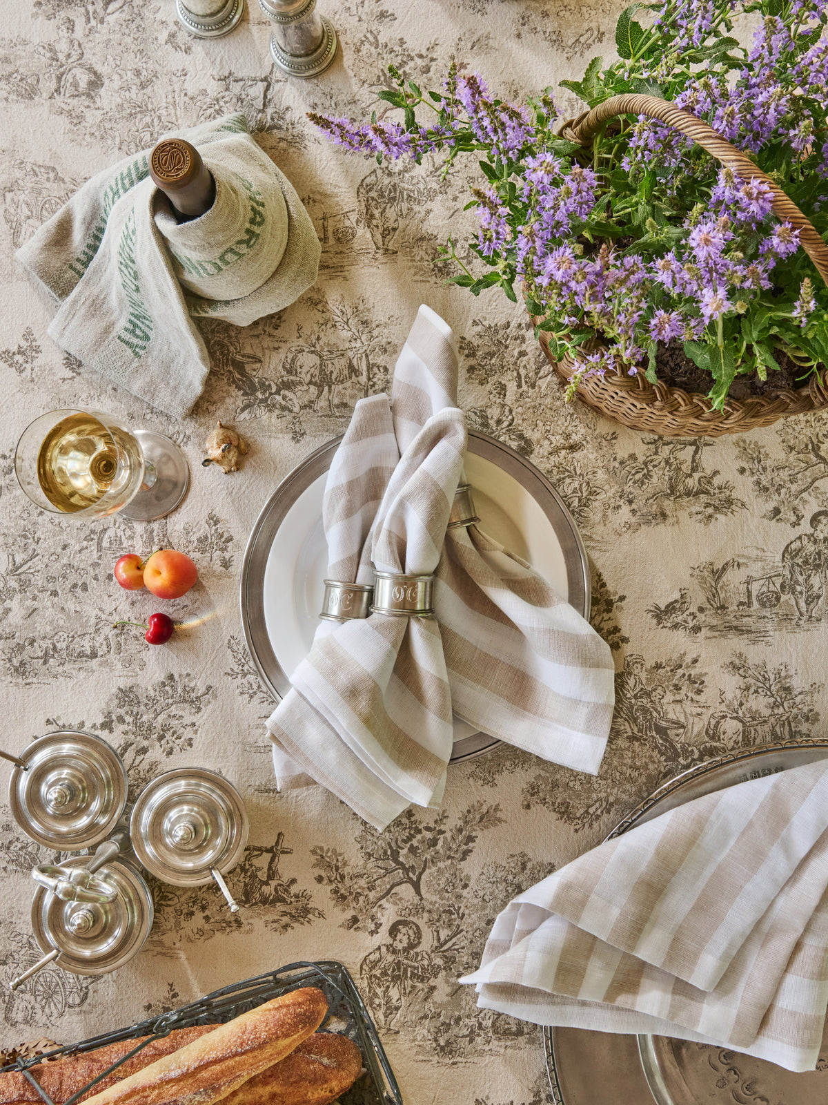 Sferra Strawmare Natural Stripe Linen Napkins Weston Table
