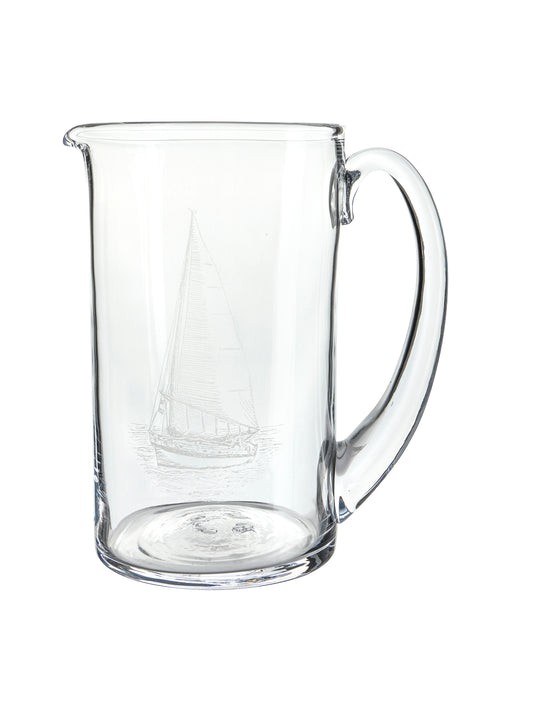 Simon Pearce Ascutney Glass Pitcher Medium Sailboat Weston Table
