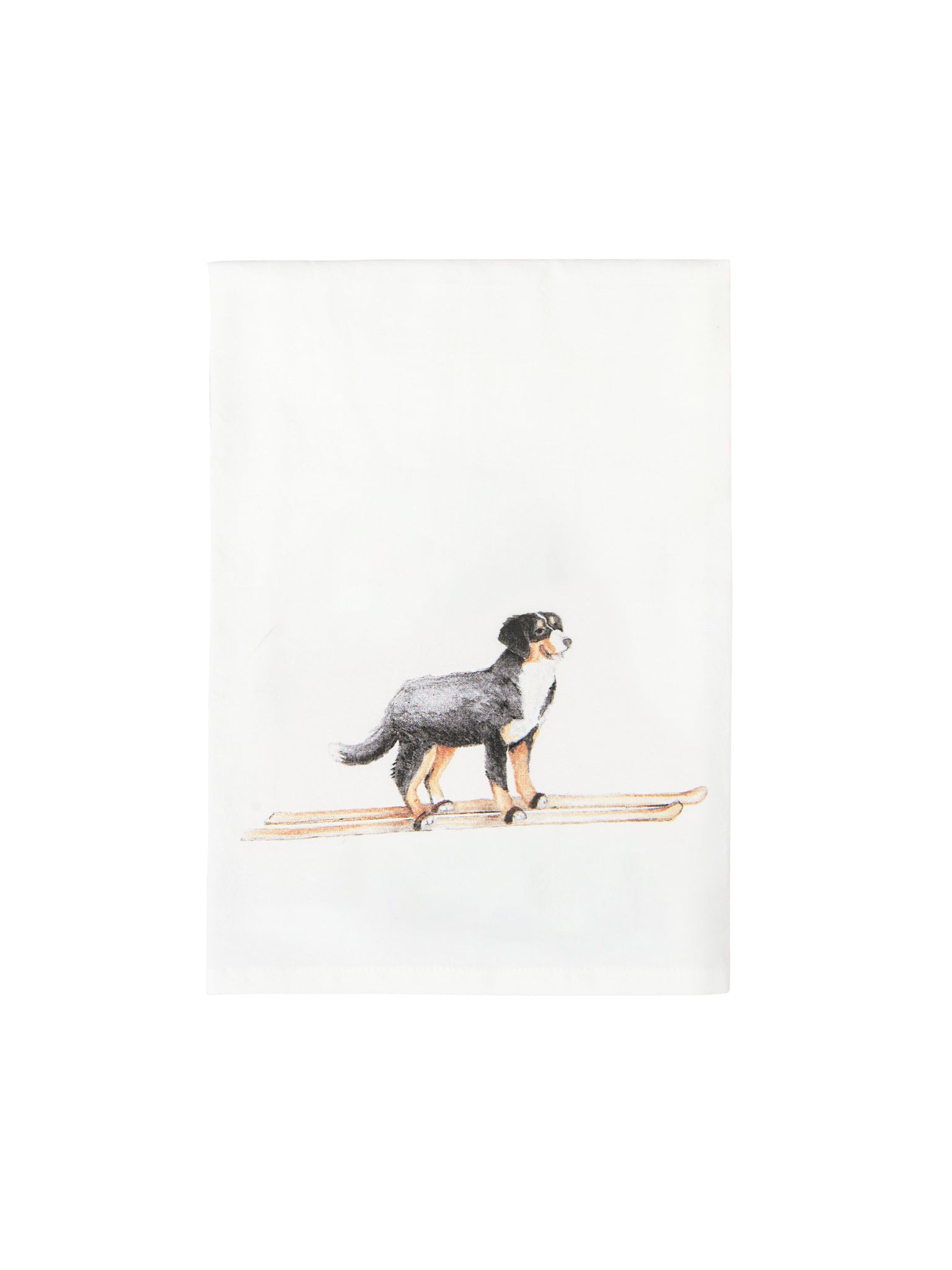 Ski and Holiday Dog Flour Sack Towels Bernese on Skis Weston Table