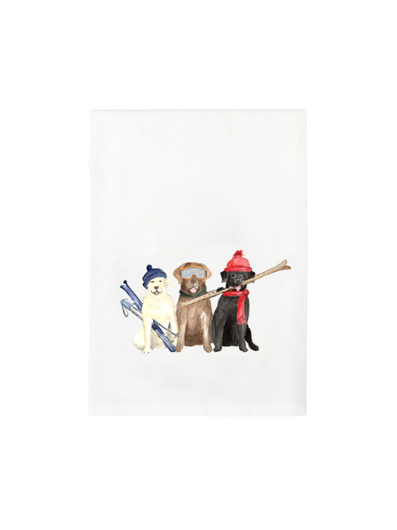 Ski and Holiday Dog Flour Sack Towels Three Dogs with Skis Weston Table
