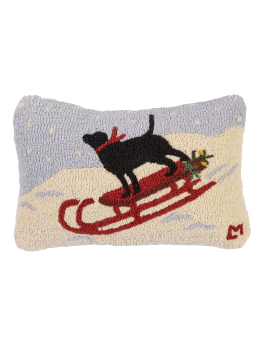 Sledding Lab Hooked Wool Pillow Weston Table