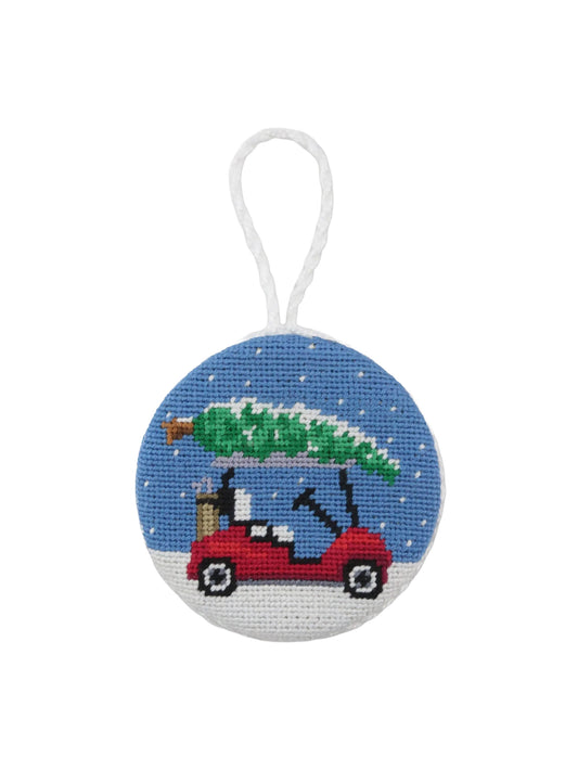Smathers & Branson Christmas Golf Cart Stocking Needlepoint Ornament Weston Table SP