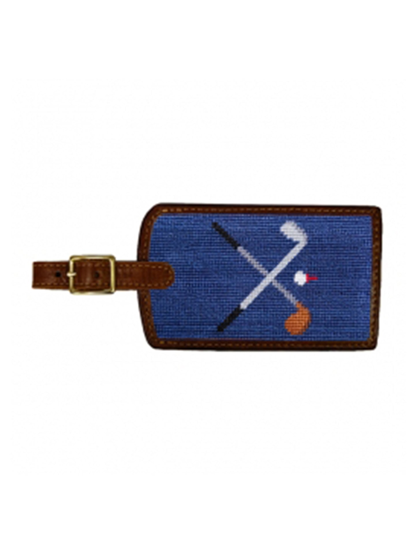 Smathers & Branson Crossed Golf Clubs Needlepoint Luggage Tag Weston Table