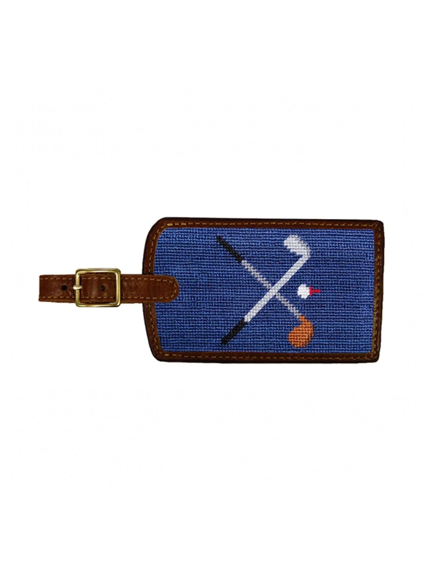 Smathers & Branson Crossed Golf Clubs Needlepoint Luggage Tag Weston Table