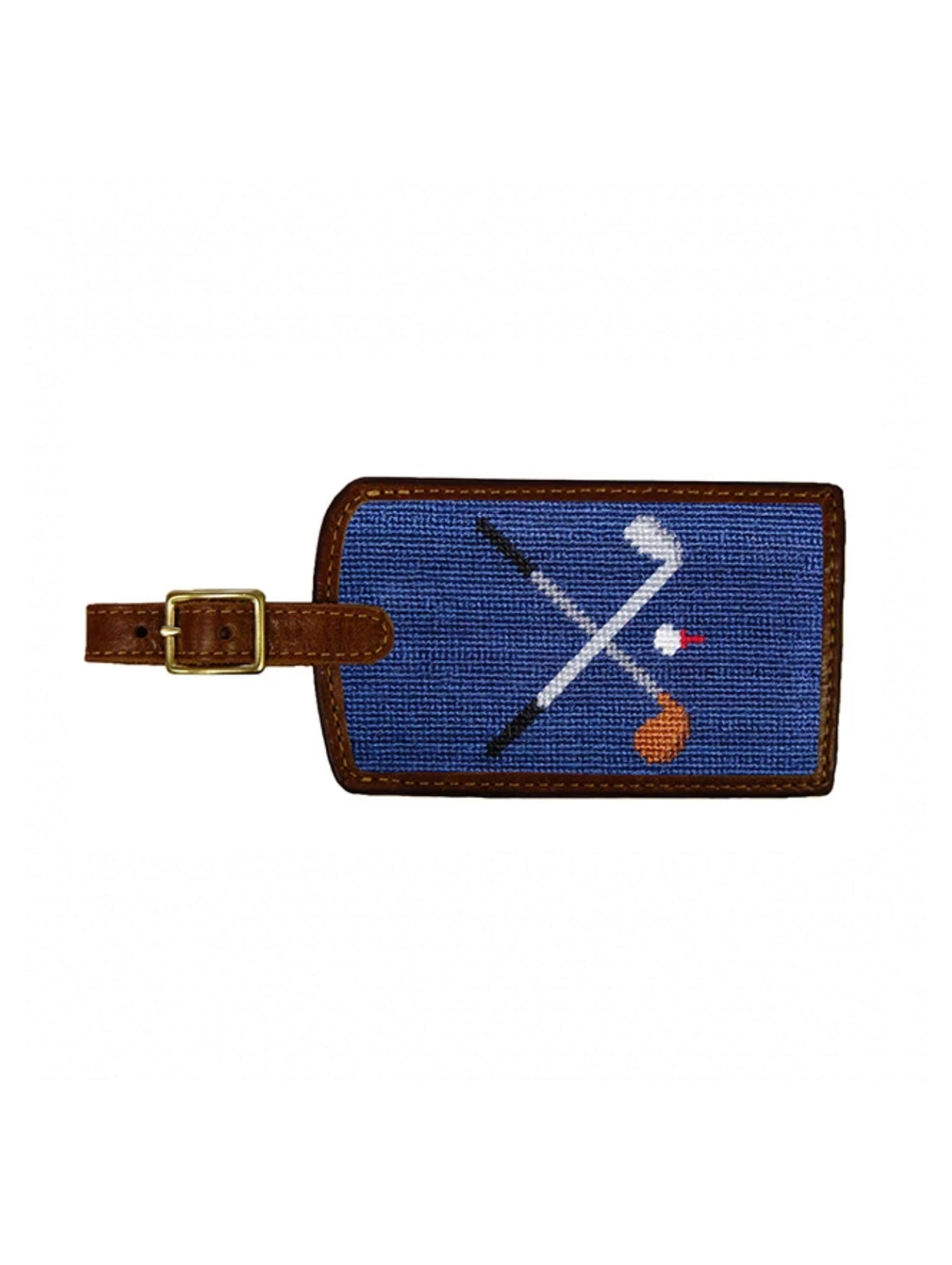 Smathers & Branson Crossed Golf Clubs Needlepoint Luggage Tag Weston Table