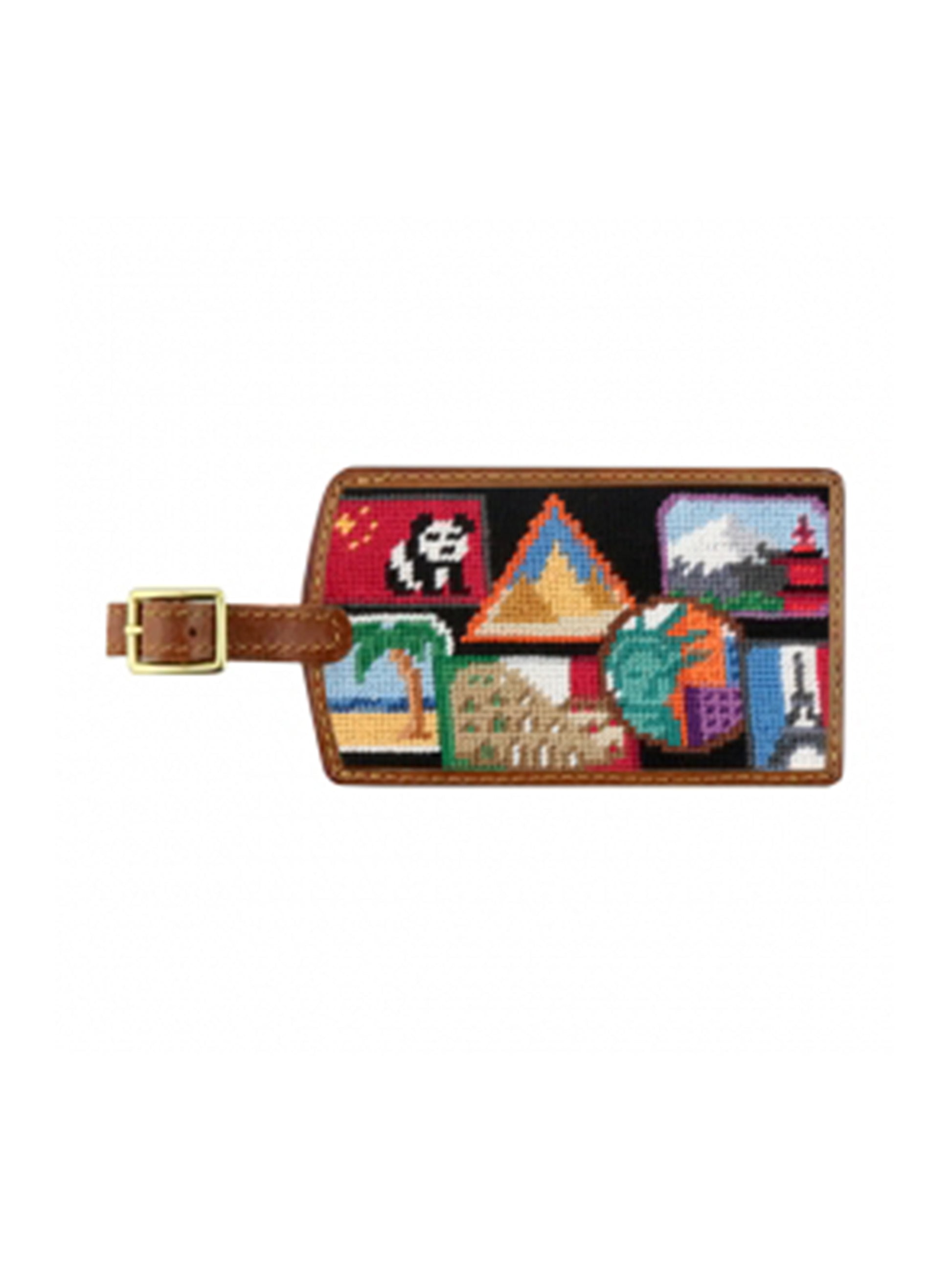 Smathers & Branson Travel Stickers Needlepoint Luggage Tag Weston Table