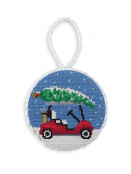 Smathers & Branson Golf Cart Needlepoint Ornament Weston Table