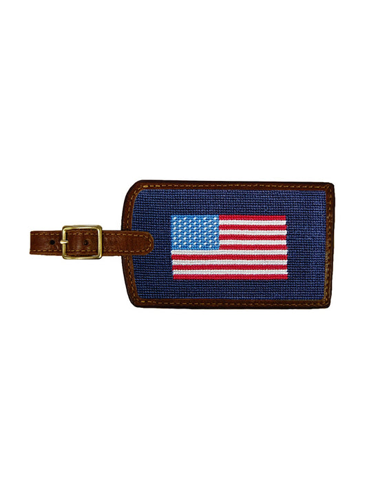 Smathers & Branson American Flag Needlepoint Luggage Tag Weston Table