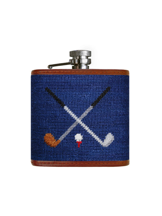 Smathers & Branson Crossed Golf Clubs Needlepoint Flask Weston Table