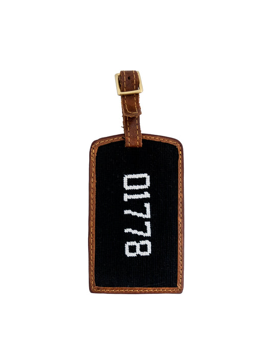 Smathers & Branson Custom Zip Code Needlepoint Luggage Tag 02493 Weston Table
