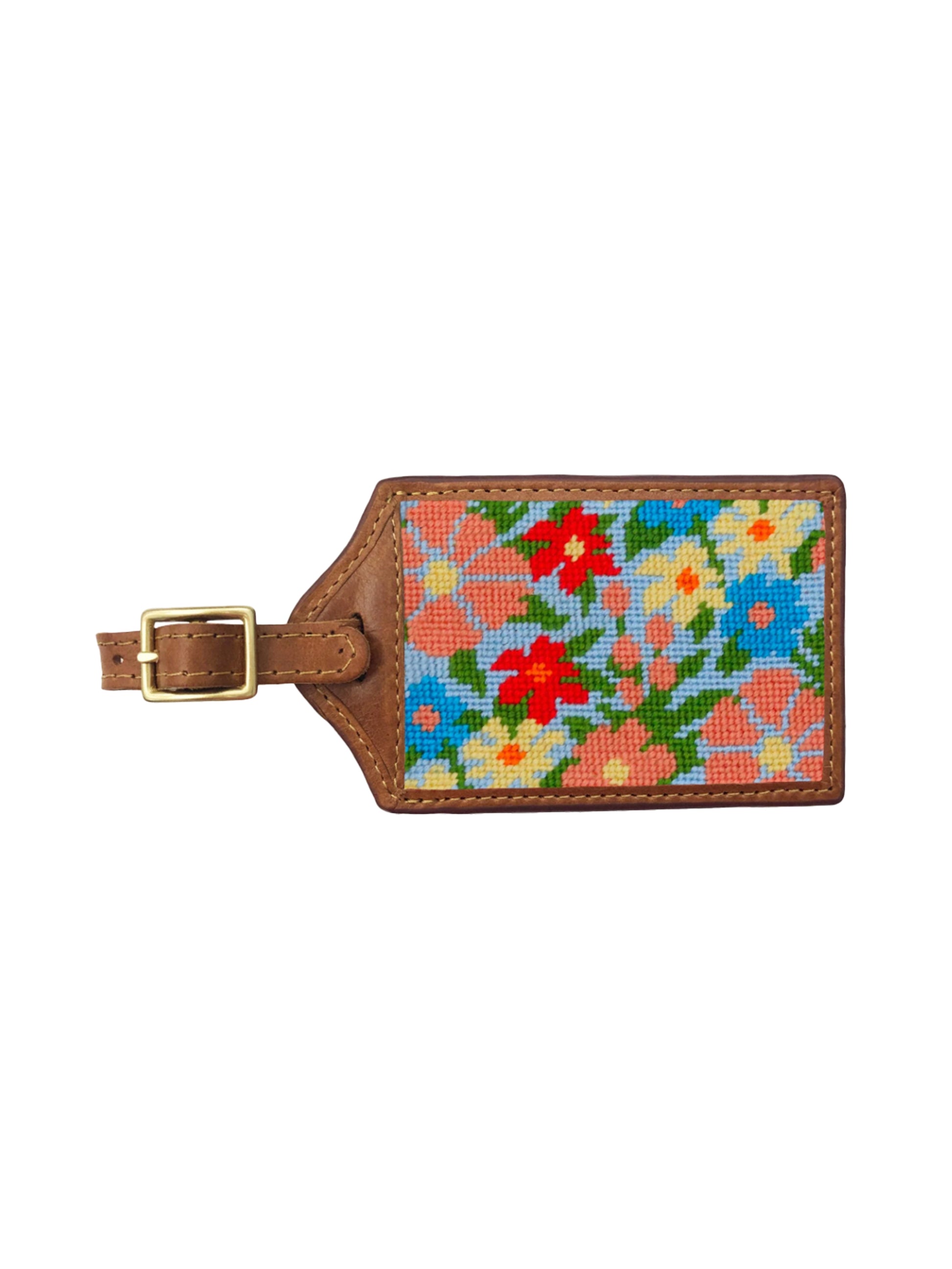 Smathers & Branson Wildflower Needlepoint Luggage Tag Weston Table