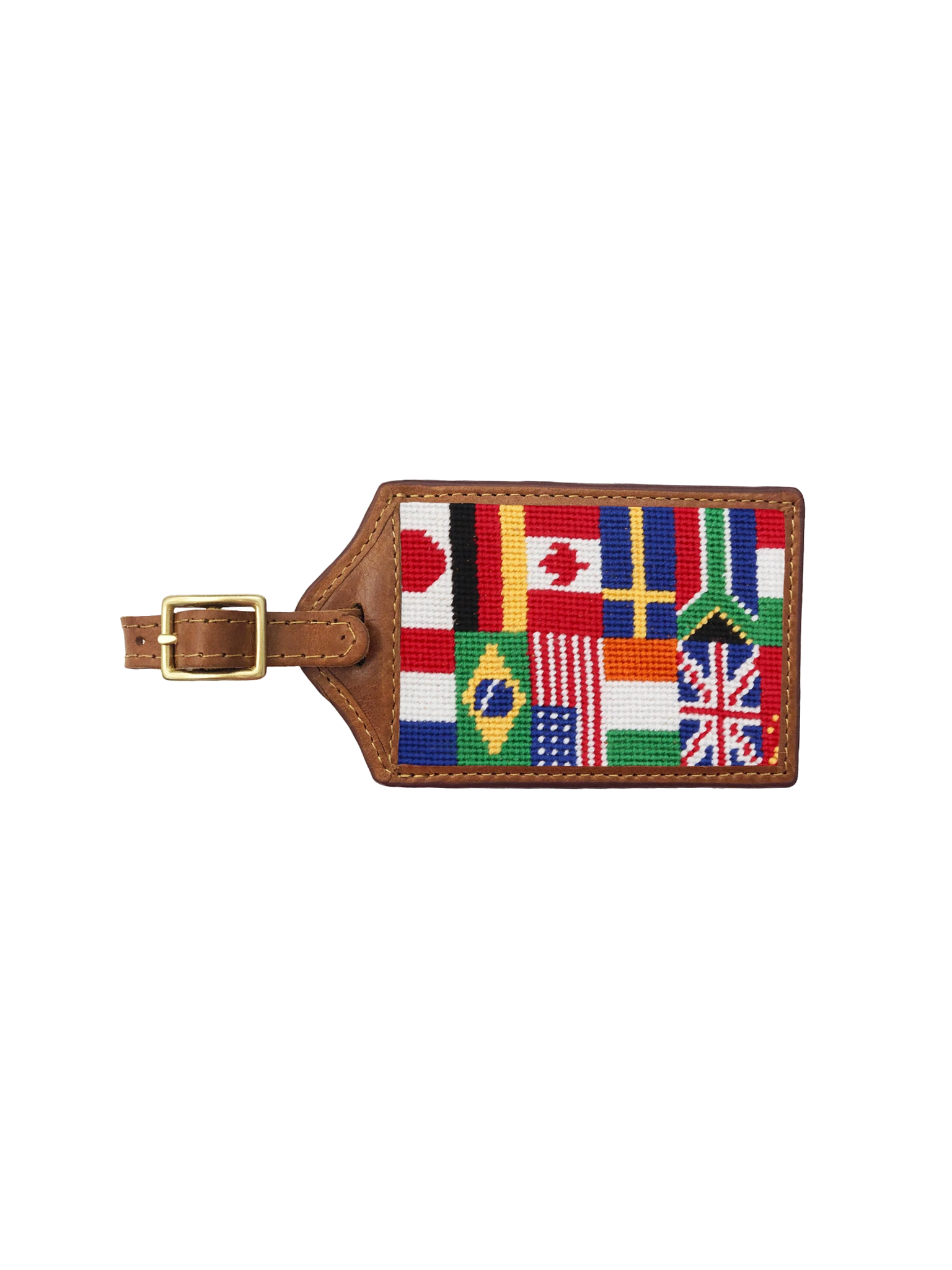 Smathers & Branson World Traveler Needlepoint Luggage Tag Weston Table