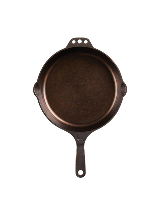 Iron 12 Frying Pan with wood handle - Three Bales Home Supply